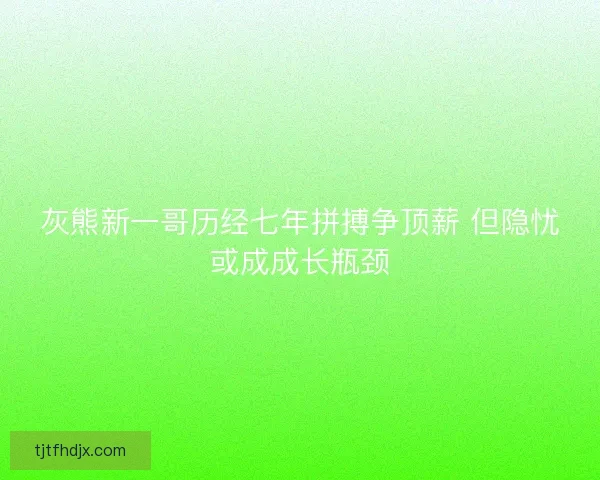 灰熊新一哥历经七年拼搏争顶薪 但隐忧或成成长瓶颈