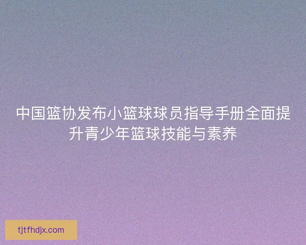 中国篮协发布小篮球球员指导手册全面提升青少年篮球技能与素养 中国篮协发布小篮球球员指导手册全面提升青少年篮球技能与素养